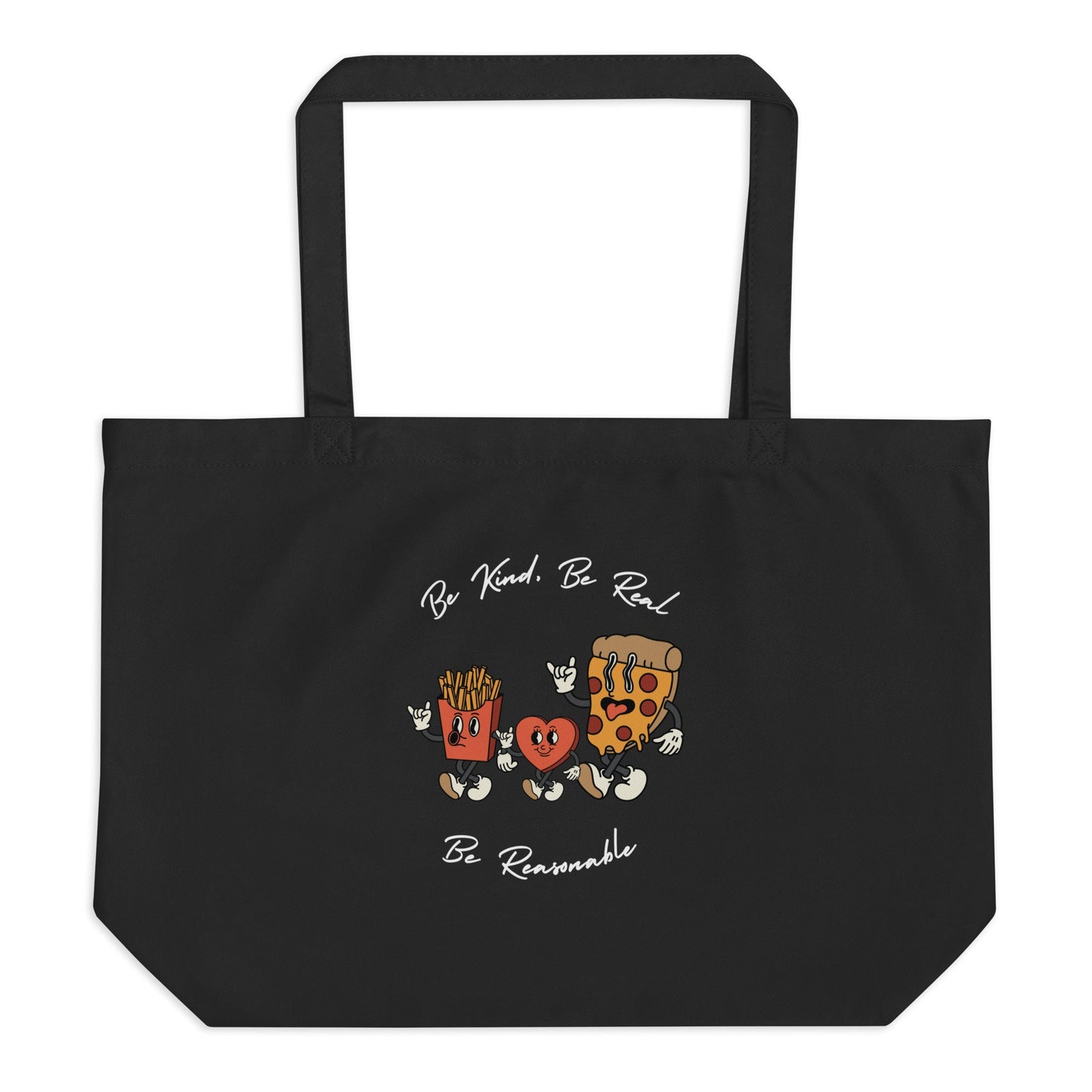 Cool Fries Heart Pizza - Large organic tote bag